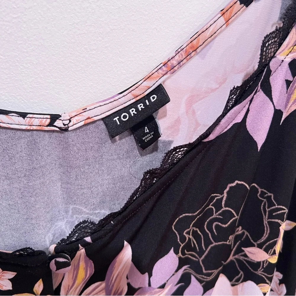 Torrid Black and Pink Floral Camisole - Picture 2 of 5